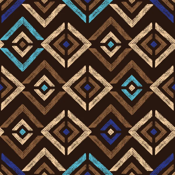 手の描かれた部族のシームレス パターン — ストックベクタ