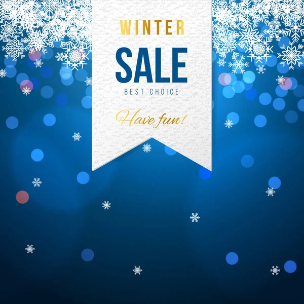 Banner de venta con copos de nieve — Vector de stock