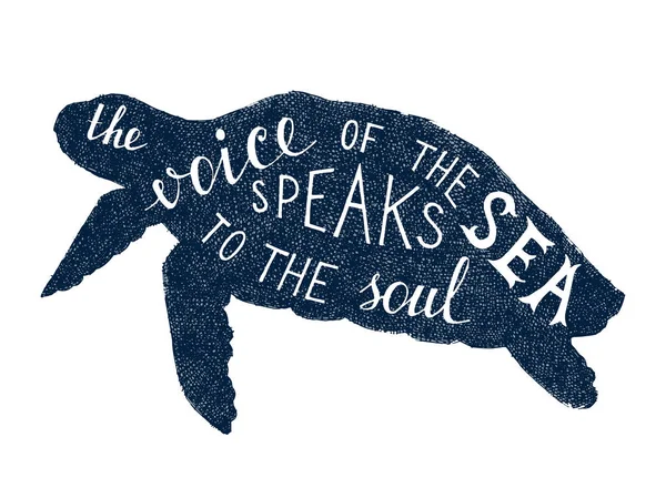 La voix de la mer parle au lettrage de l'âme — Image vectorielle