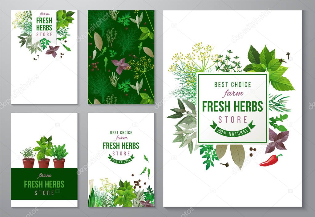 bright backgrounds with fresh herbs