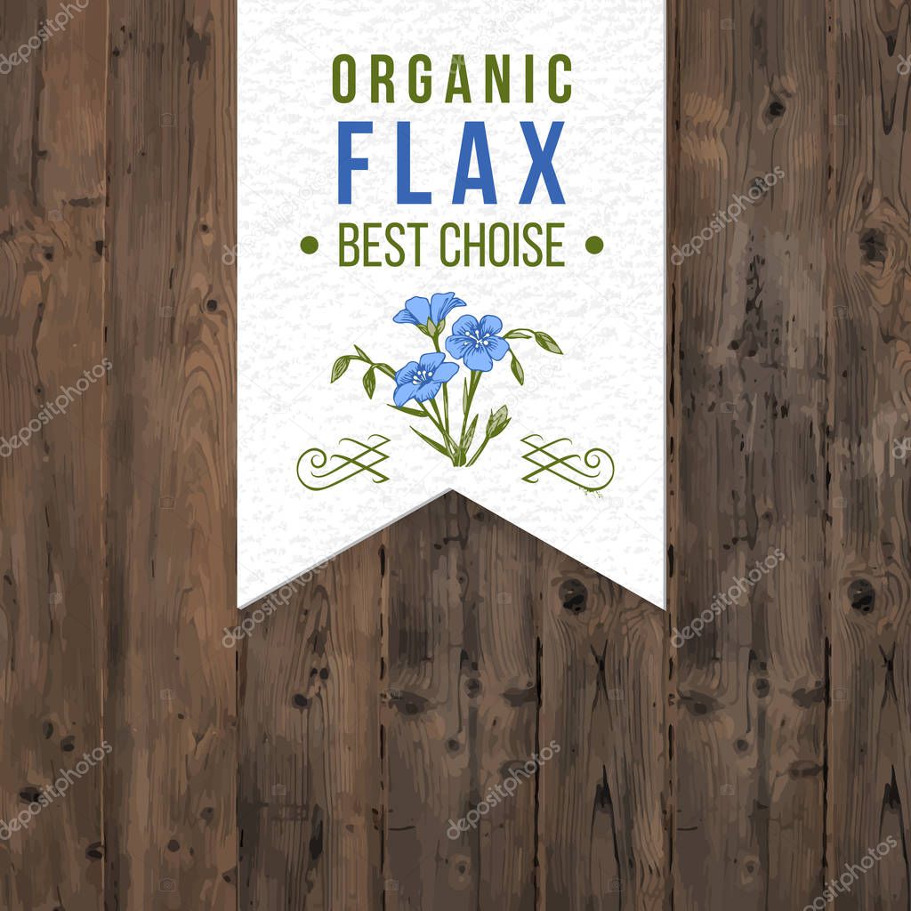 Flax label with type design