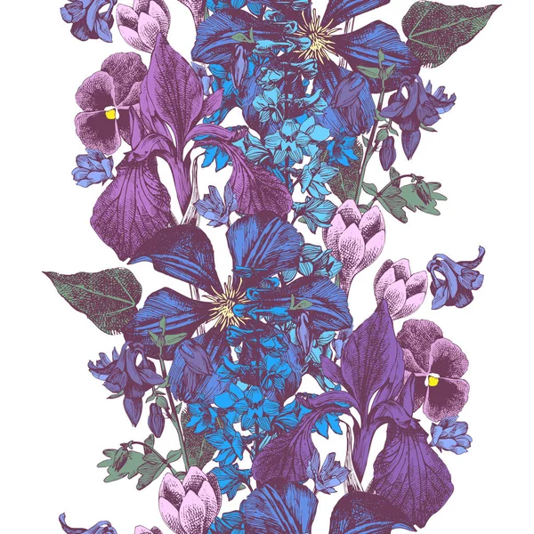 Borde floral colorido sin costuras vectorial . — Vector de stock
