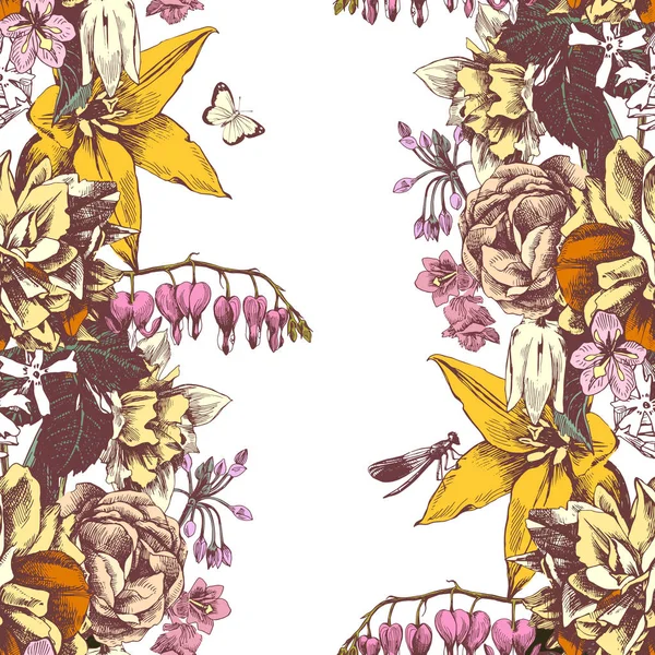 Fond floral avec fleurs de jardin — Image vectorielle