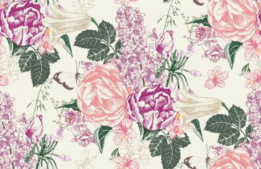 Bahar çiçekleriyle kusursuz desen