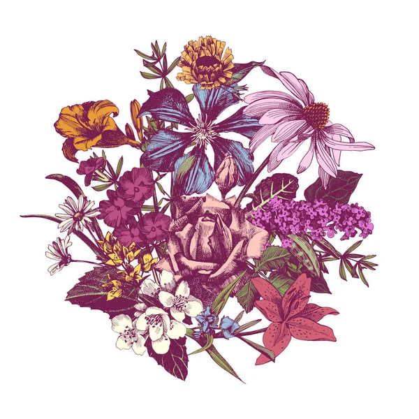 Fond floral vintage d'été — Image vectorielle