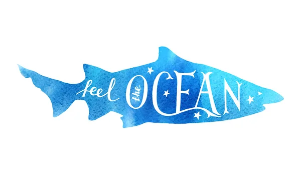 Hand drawn lettering - feel the ocean — Stock Vector