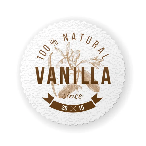 Label with type design and vanilla plant — Stock Vector