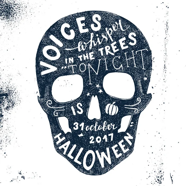 Letras de Halloween en la silueta del cráneo — Vector de stock