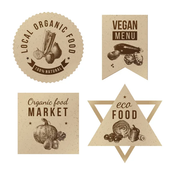 Labels with organic food designs. — Stock Vector