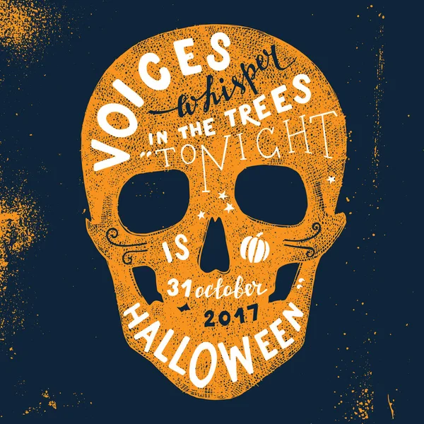 Letras de Halloween en la silueta del cráneo — Vector de stock