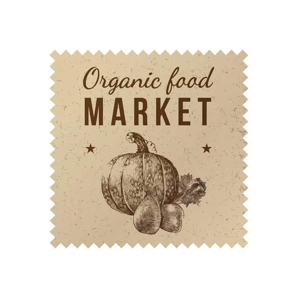 Organik gıda pazarı etiket — Stok Vektör