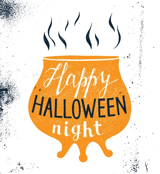 Halloween-Design mit Topfsilhouette und Schriftzug — Stockvektor