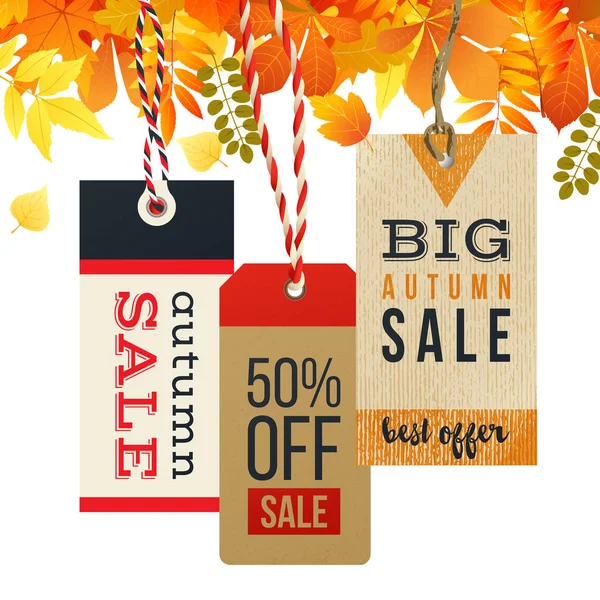 Herbst Sale Tags im Vintage-Stil — Stockvektor