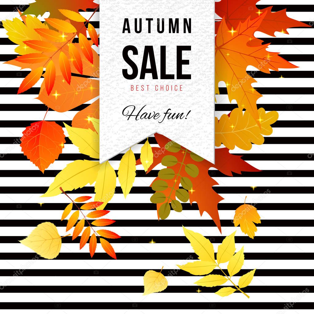 bright autumn sale striped poster