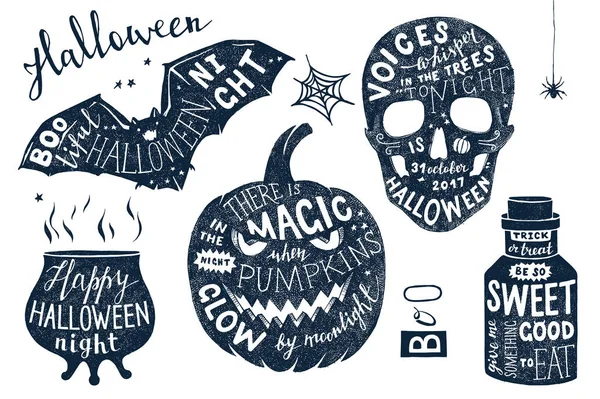 Conjunto vetorial de cartazes de Halloween com letras — Vetor de Stock