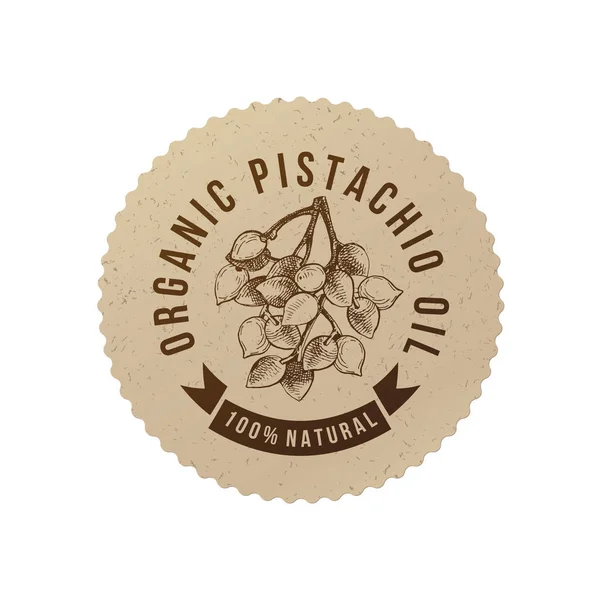 Emblema de aceite de pistacho ecológico — Vector de stock