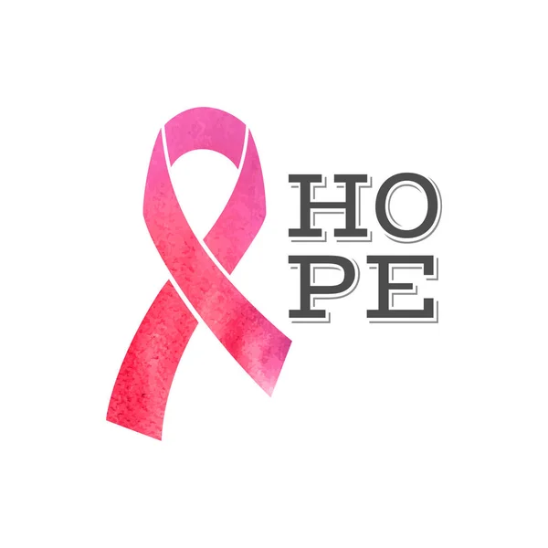 乳房癌认识丝带与希望类型设计 — 图库矢量图片