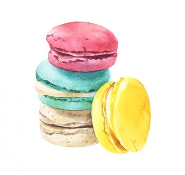 Suluboya macaroons yığını