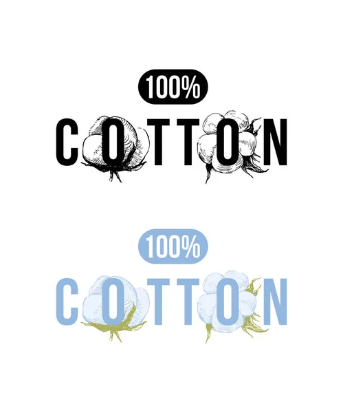 100 パーセント綿ロゴ — ストックベクタ