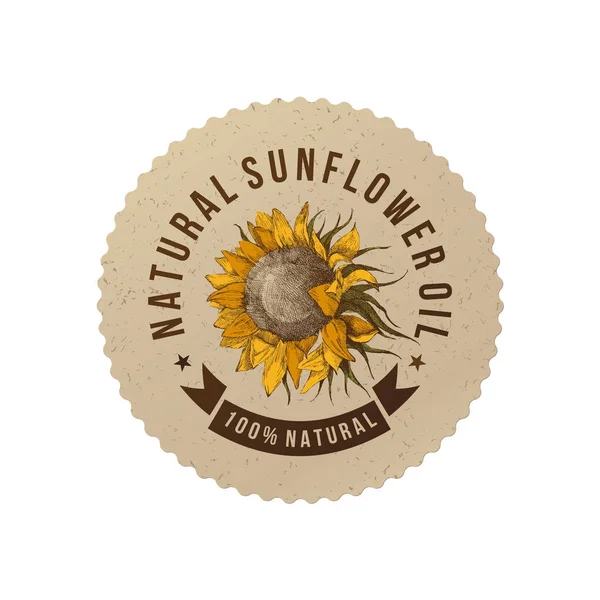 Sunflower oil emblem — Stock Vector