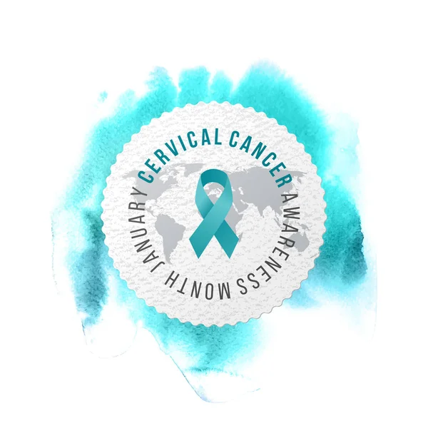 Emblema del mes de concienciación del cáncer cervical — Vector de stock