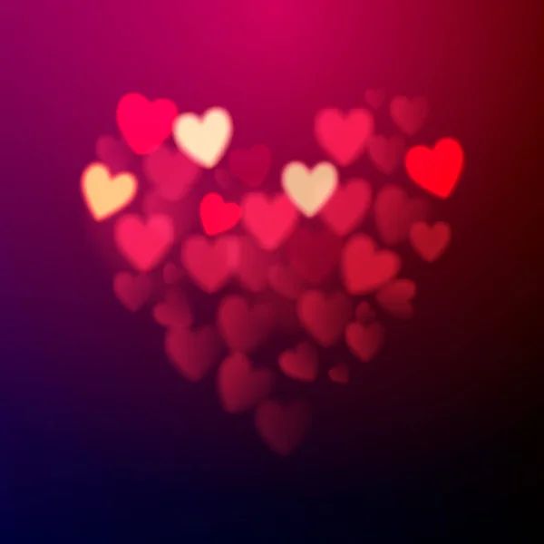 Valentinstag-Karte aus Bokeh-Herzen — Stockvektor