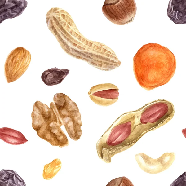 Patrón sin costura con frutos secos y frutos secos — Archivo Imágenes Vectoriales