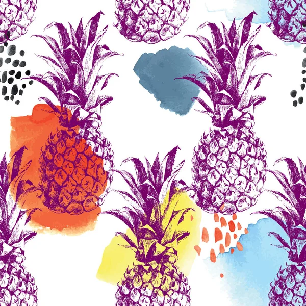 Seamless pattern with pineapples — Stock Vector