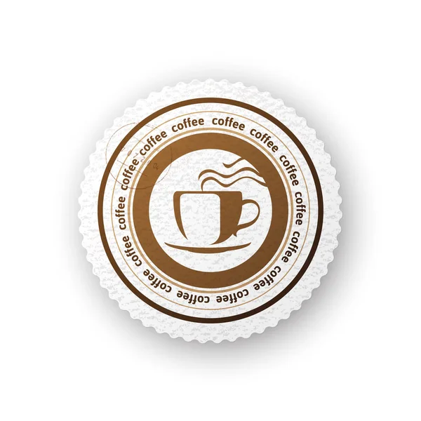 Koffie ronde papier embleem — Stockvector