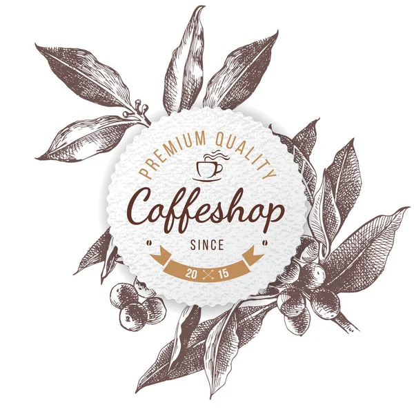 Coffeshop kağıt amblemi — Stok Vektör