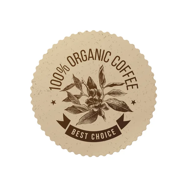 Emblema ecologico caffè biologico — Vettoriale Stock