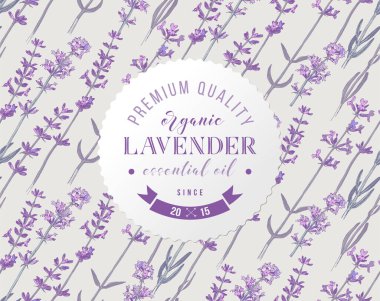 Lavanta desenli el çizimi üzerinde tip tasarımı olan yuvarlak amblem