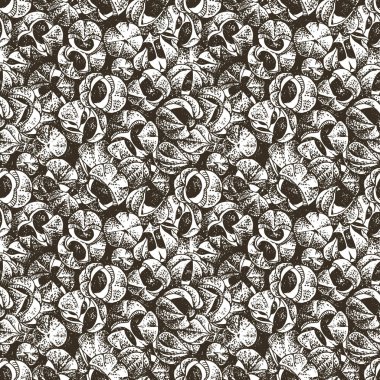 Hand drawn seamless pattern with guarana berries