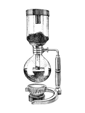 Hand drawn siphon coffee maker icon. Vector illustration clipart