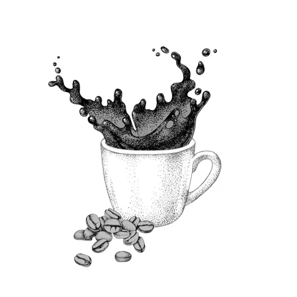 Splash bir fincan kahve — Stok Vektör