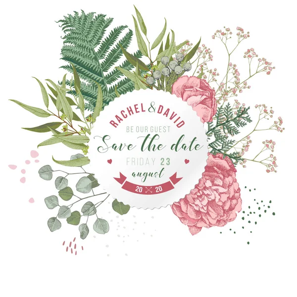 Save the date floral card — Stock Vector