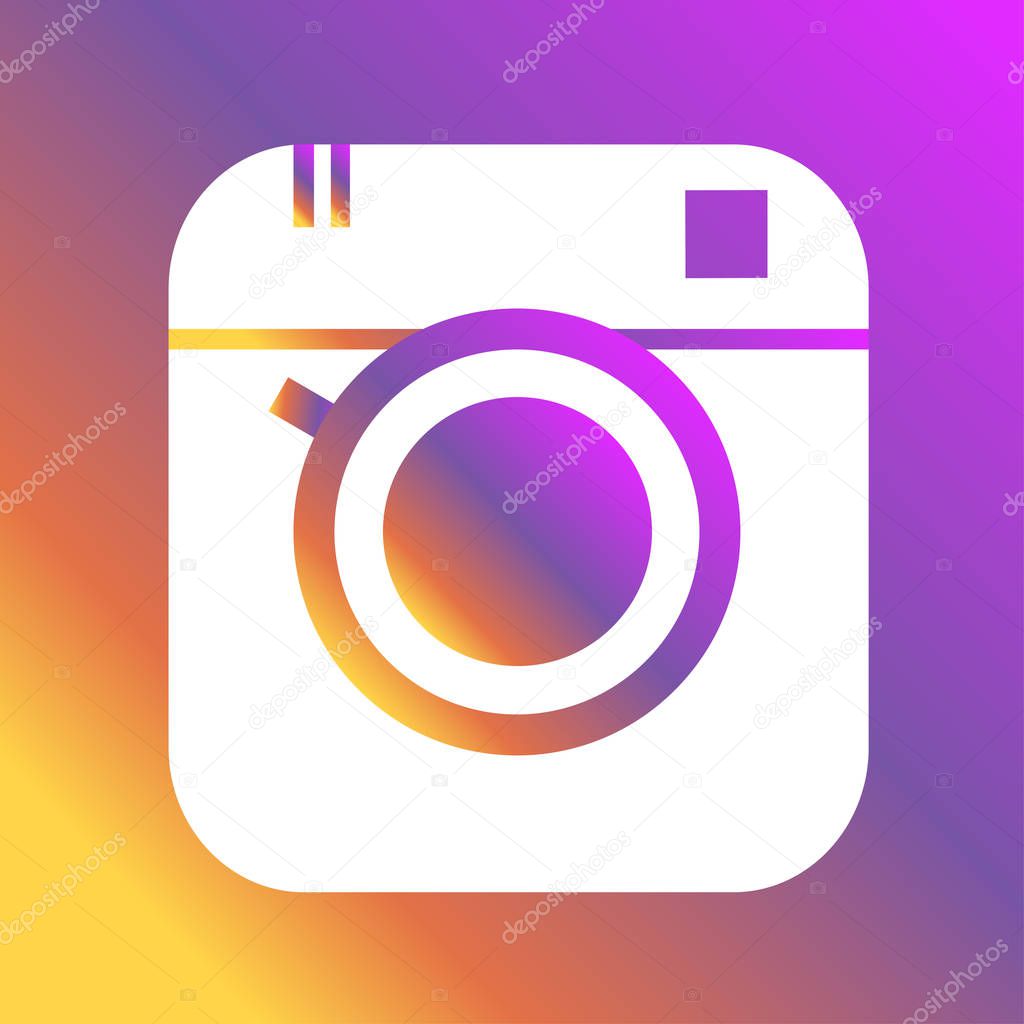 Vintage camera painted colors of the rainbow. logo