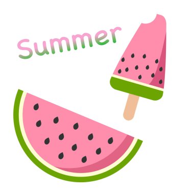 Vektör karpuz ve beyaz arka planda, karpuz dilimleri