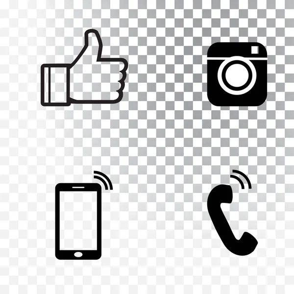 Siyah simge vektör çizim seti. Gibi kamera, telefon