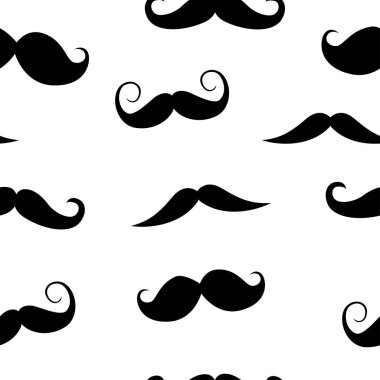 Dikişsiz desen bıyık simgesi beyaz arka plan üzerinde