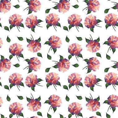 Gül beyaz arka planda, ambalaj kağıdı seamless modeli