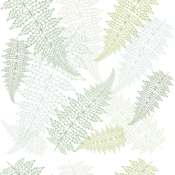 Fern frond silhuetas sem costura padrão. Ilustração vetorial — Vetor de Stock