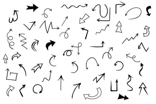 İzole edilmiş vektör el çizimi oklar beyaz arkaplan üzerine ayarlandı