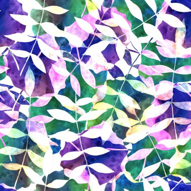 Sonbahar yapraklarının kusursuz suluboya deseni, yapraklar dökülüyor..