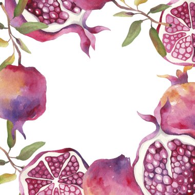 Sonbahar yaprakları ve böğürtlenler. Suluboya