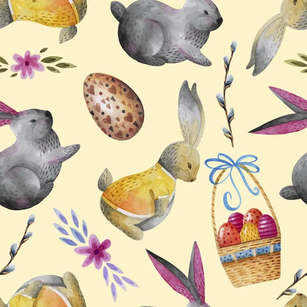 Seamless watercolor easter pattern.