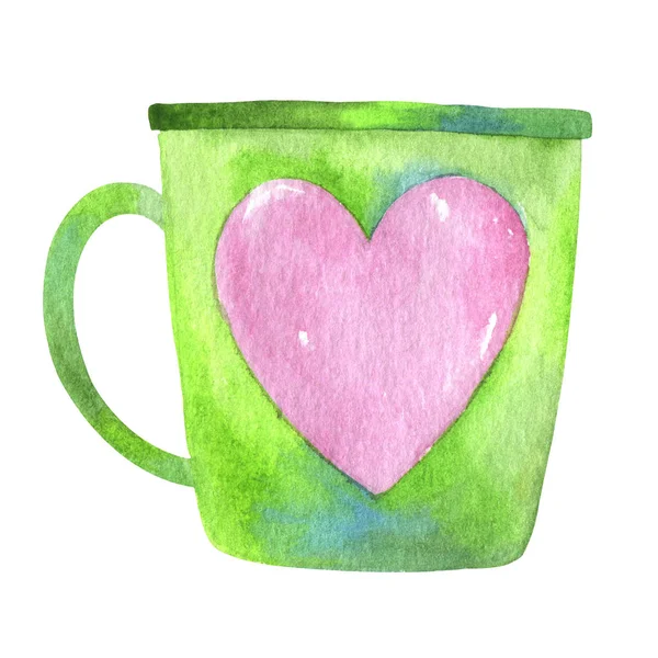 Multi Colored Mug Tea Watercolor — Stock Photo, Image