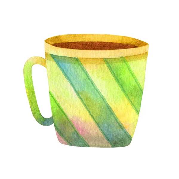 Multi Colored Mug Tea Watercolor — Stock Photo, Image