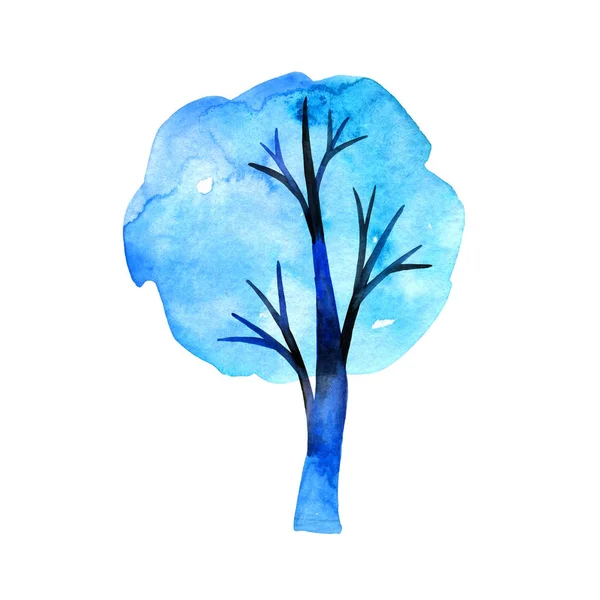 Tree Silhouette Snow Watercolor — Stock Photo, Image