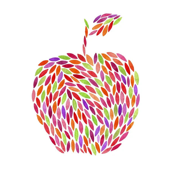 Apple Silhouette Watercolor Drawing — Stock Photo, Image